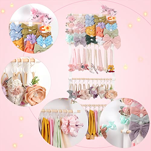 Headband Holder and Hair Bow Organizer Wall Hanging for Girls Room