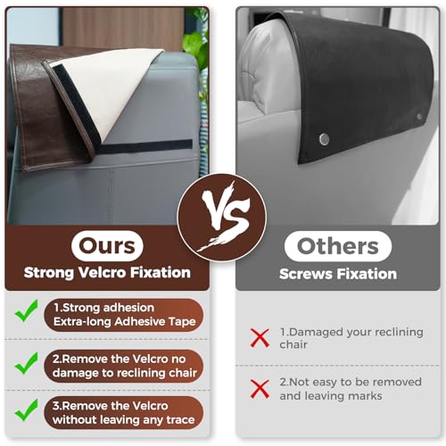 Faux Leather Recliner Headrest Protector Cover - 17x27in