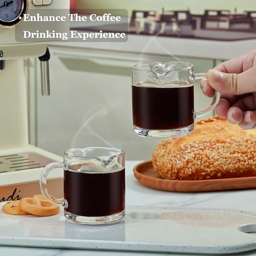 Ackers Set of 2 Clear Espresso Cups with Double Spouts - 4oz Milk & Coffee Glasses