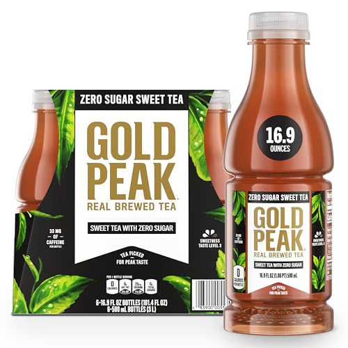Gold Peak Zero Sugar Diet Iced Tea Drink, 16.9 fl oz, 6 Pack