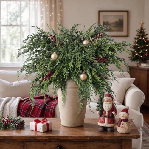 VIERENA 12 Pcs 36-Inch Artificial Cedar Pine Branches for Vase & Christmas Decor