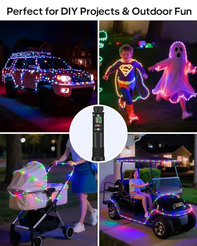 79FT Rechargeable LED Rope Lights, Portable Waterproof String Lights with Remote