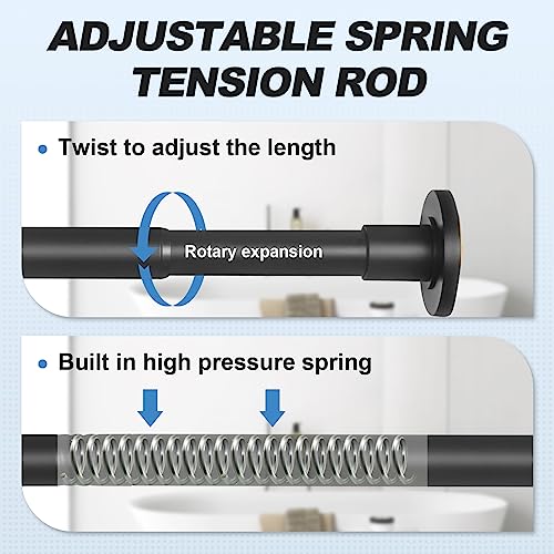 CorkLatta Heavy Duty Black Shower Curtain Rod 31 to 80 Inch Adjustable