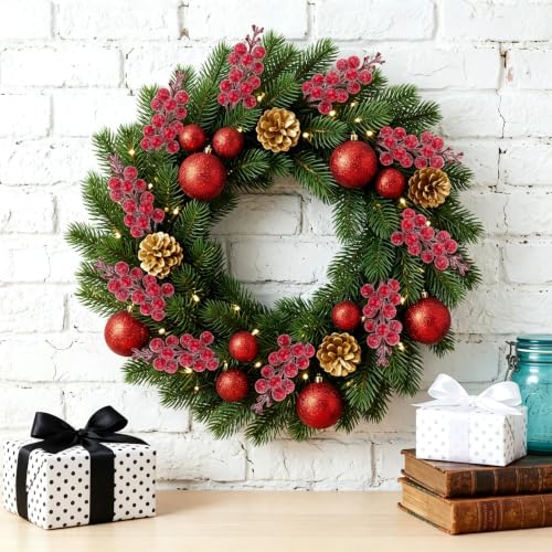 Fangoo 20Pcs Artificial Snowy Red Berry Stems with Clips – Snow Red-15berry