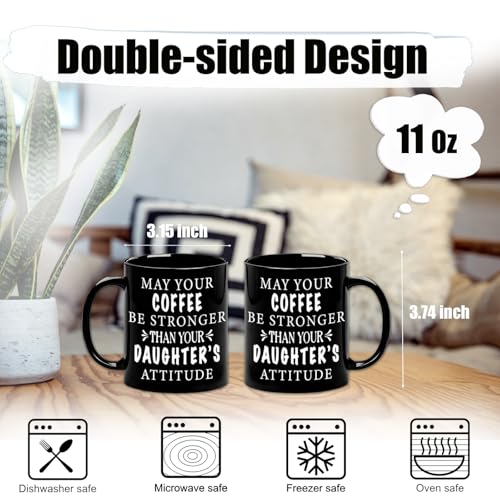 JUUNMAOO Dad Gifts Mug Black 11oz Funny Father's Day Coffee Mug from Daughter