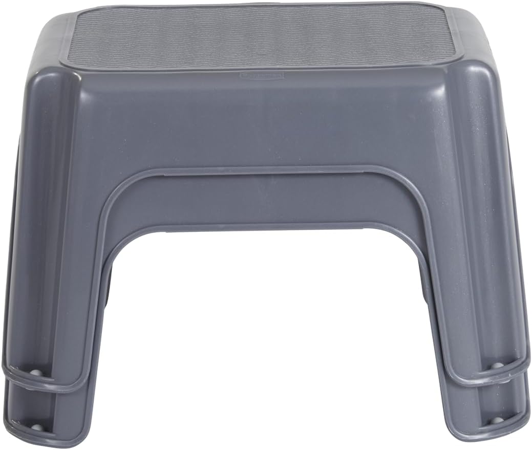 Rubbermaid One-Step Stool - Durable 7" Height Gray Step Stool for Kids & Home | Supports Up to 200 Pounds