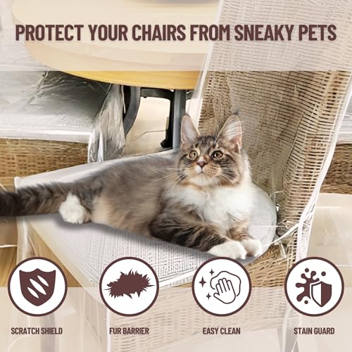 2-Pack Clear PVC Dining Chair Covers - Spill-Resistant Protectors