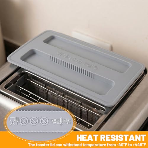 Silicone Toaster Cover for 2-Slice Toaster - Dust Protector Lid, Gray