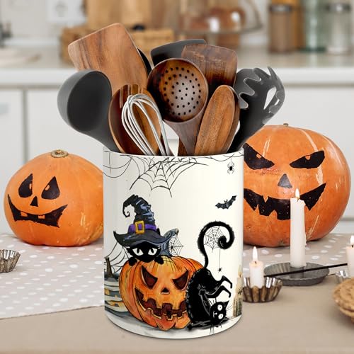 Halloween Ceramic Cat Utensil Holder - Piñata Kitchen Decor