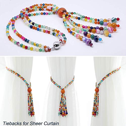 Magnetic Agate Tassel Curtain Tiebacks - Decorative Boho Drapery Holdbacks