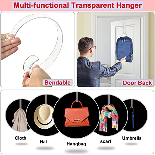 15-Inch Clear Plastic Wreath Hangers for Front Door - 2 Pack Over the Door Hooks