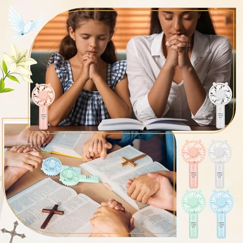 Jesus Loves You Mini Church Handheld Fan Bulk - 20 Portable Religious Fans