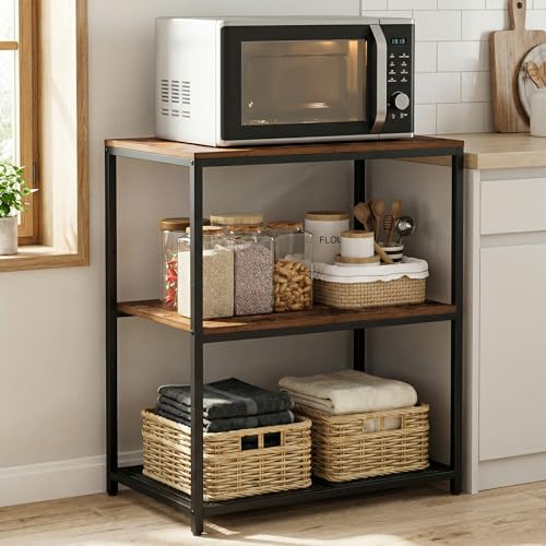 3-Tier Industrial Kitchen Island & Baker's Rack with Storage Shelves