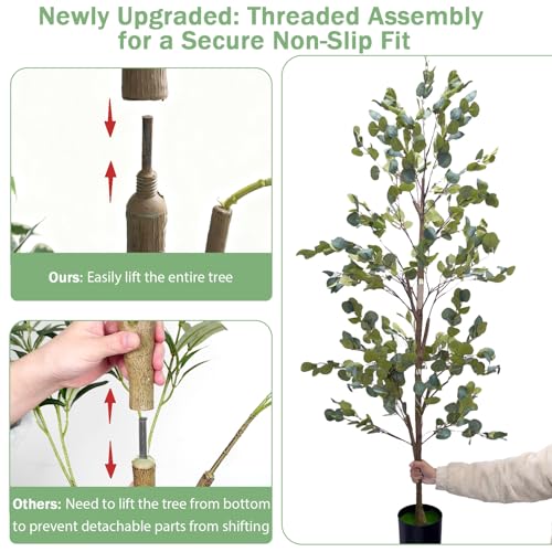 6FT Artificial Eucalyptus Tree - Lifelike Faux Potted Plant