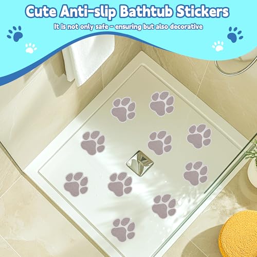 20-Piece Dog Paw Non-Slip Bathtub Stickers with Scraper, Brown