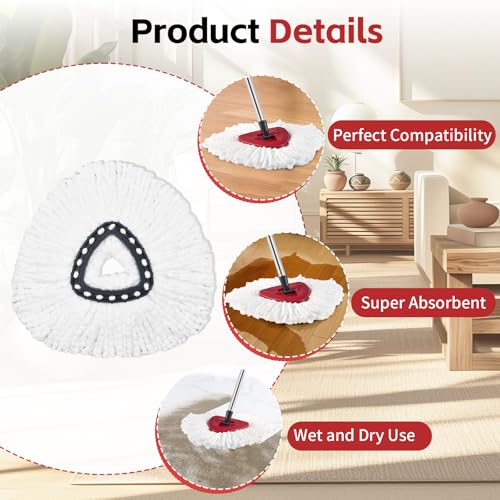 Spin Mop Replacement Kit - Adjustable Handle, Base & 2 Microfiber Refills