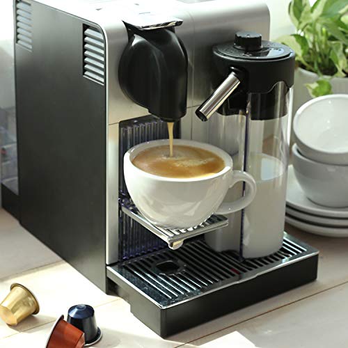 LE TAUCI White 6 oz Cappuccino Cups with Saucers Set of 4 - Ceramic Coffee Mug for Latte & Mocha