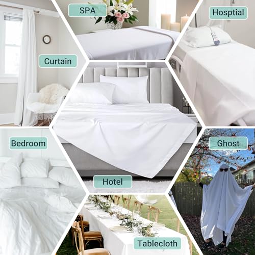 Twin Flat Bed Sheets, 4 Pack White Brushed Microfiber Hypoallergenic 66x96