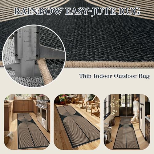 Modern Rainbow Kitchen Runner Rug, 2x8 Non-Slip Washable Hallway Carpet