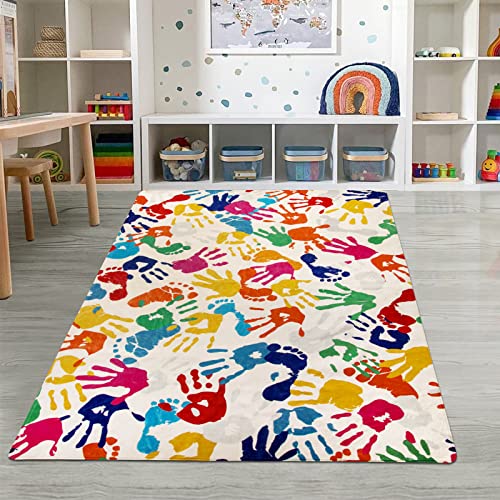 Large 5'x7' Washable Kids Play Rug, Non-Slip Soft Area Rug for Nursery