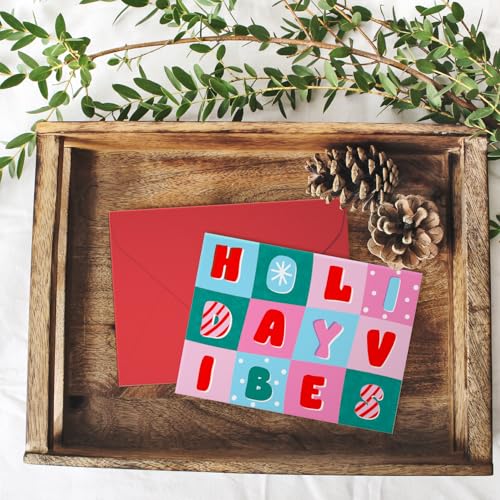 Neon Christmas Cards Set of 24 with Envelopes - Bright Holiday Greeting Cards
