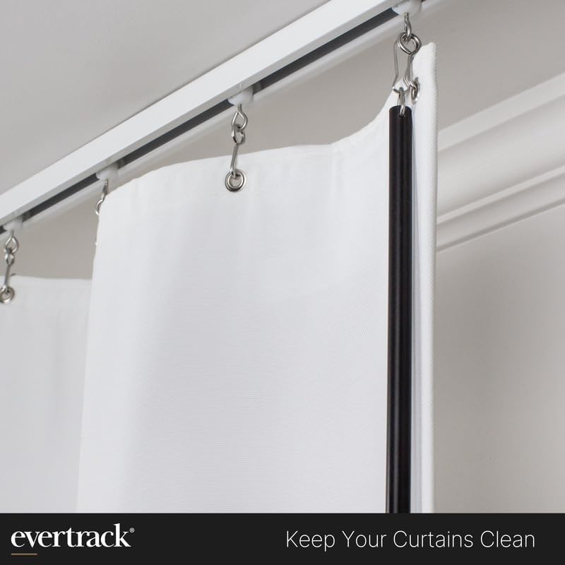 Aluminum Curtain Wand - 48-Inch Drapery Pull Rod, Metallic Black (2 Pack)