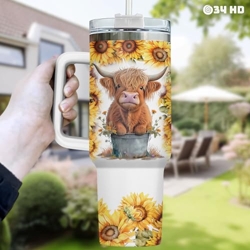 34HD Highland Cow Are My Spirit Animal 40 oz Tumbler with Handle - Mom Gift