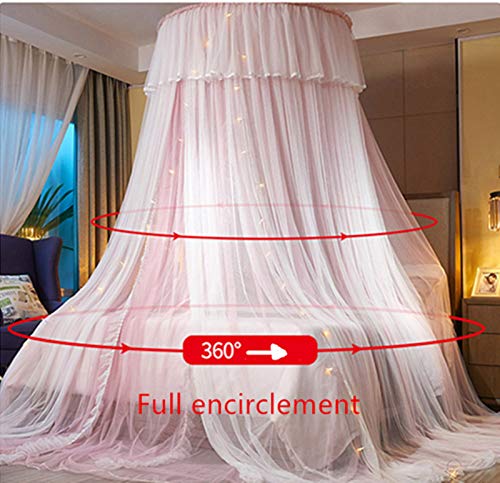 Princess Bed Canopy Curtain - Double Layer Sheer Mesh Dome Mosquito Net