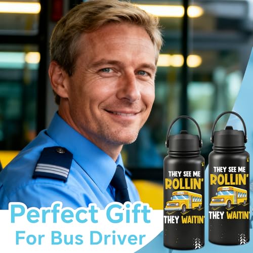 Fufandi Driver Black 32oz Bus Driver Appreciation Tumbler Water Bottle