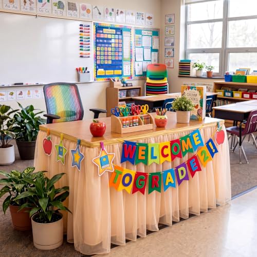 Tioncy Champagne Tulle Desk Skirt for Teacher & Classroom Tables - 6 ft x 30 in