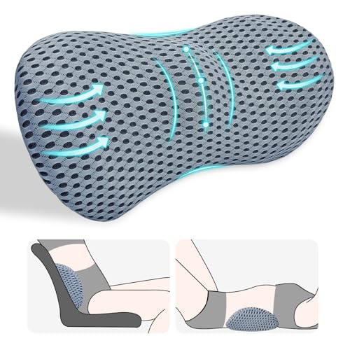 Memory Foam Lumbar Support Pillow for Back Pain Relief - Gray