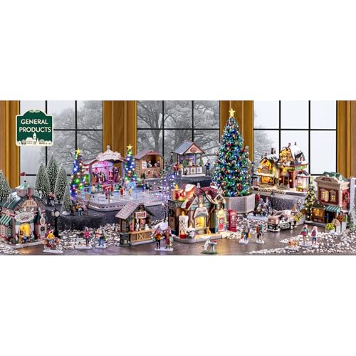 Christmas Village Snowball Fight Figurine Set - 4-Piece Tabletop Decor