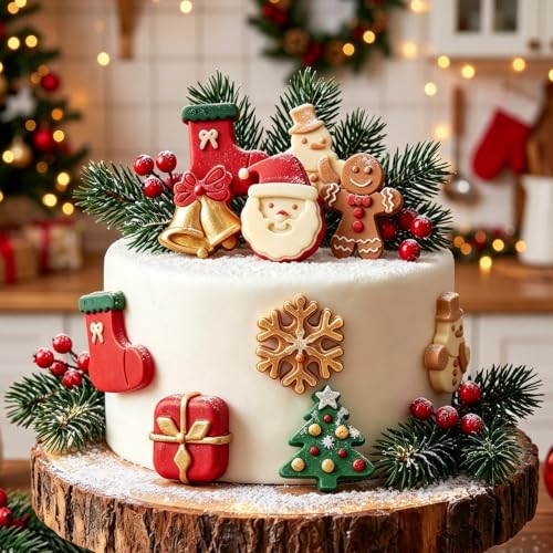Vrthske 6-Cavity Christmas Silicone Molds Set of 2, Light Blue R0306 - Santa, Snowflake & Gingerbread