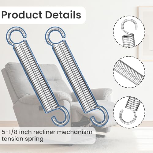 5-1/8 Inch Stainless Steel Recliner Tension Spring Replacement, 2 Pack