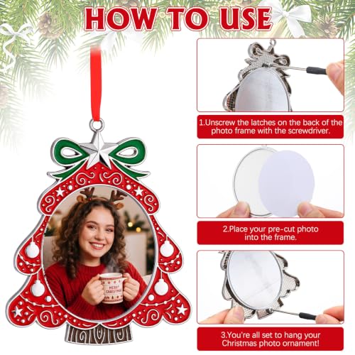 Sliner Christmas Hanging Photo Frame Ornaments - Set of 3, Festive Holiday Decorations