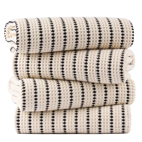 POLYTE Quick Dry Microfiber Waffle Bath Towels - 30x60 in, 4 Pack