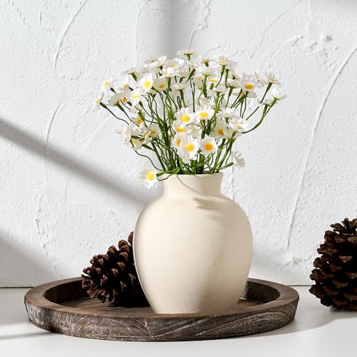 Speckled White Ceramic Table Vase - 5.7 Inch Modern Rustic Home Decor