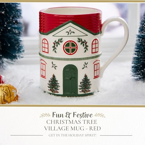 Spode Christmas Village Mug 14oz Red Festive House Holiday Coffee Cup
