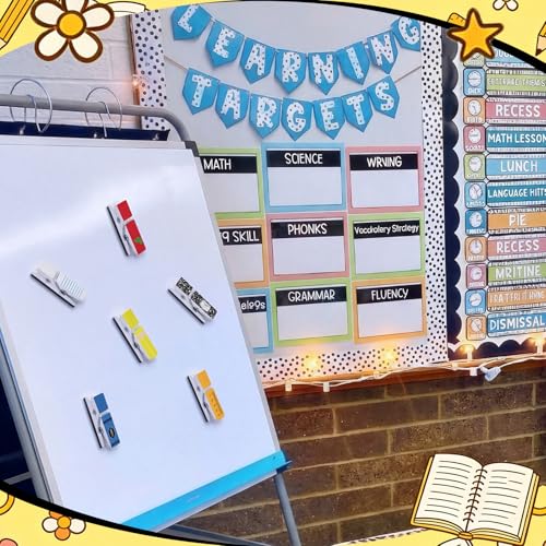 48-Piece Decorative Magnetic Wooden Clips for Whiteboard and Classroom