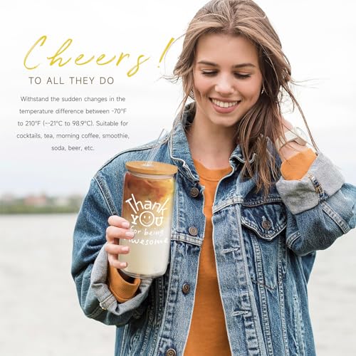 Thank You Gifts for Women - Appreciation Gift Set for Boss, Teacher, Coworker | Thank You Boss Day Gift Box with Candle & Glass Mug - Variation: Thank You Gifts
