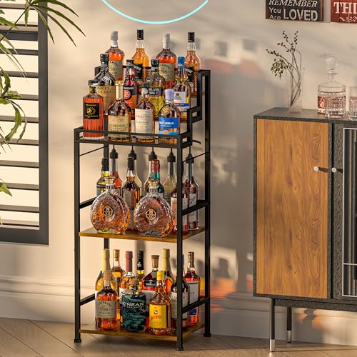 5-Tier Industrial Liquor Cabinet and Wine Rack with Metal Storage Shelves