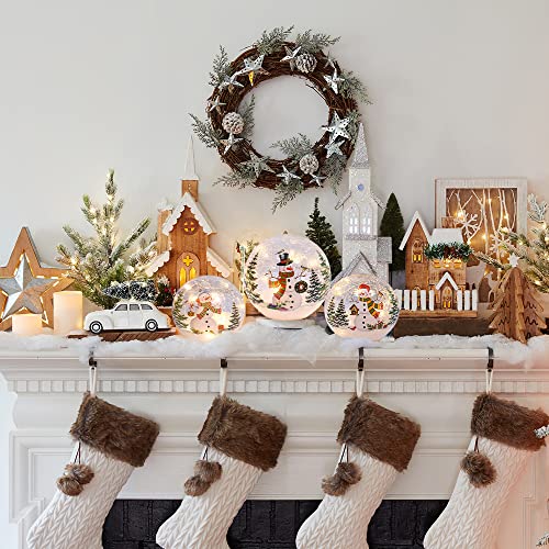 3-Piece LED Lighted Snowman Glass Globes with Timer - Christmas Decor