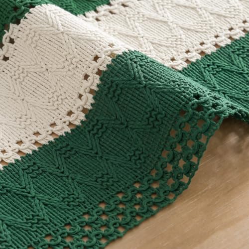 Artoid Mode Dark Green Farmhouse Woven Table Runner 12x36 Inch