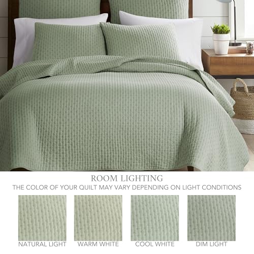 Levtex Home Cross Stitch 100% Cotton King Bedspread Set - Desert Sage