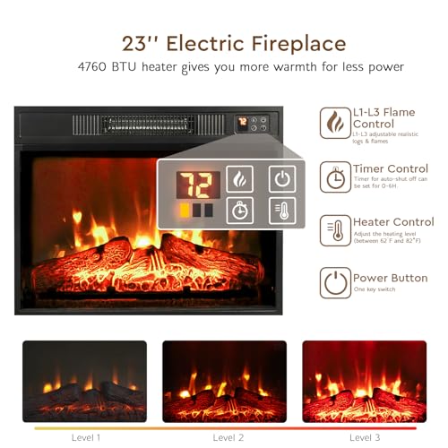 72-Inch LED Electric Fireplace TV Stand with Outlets & Storage