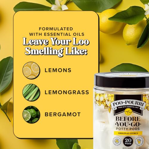 Poo-Pourri Original Citrus 2-in-1 Toilet Pods - 20 Count, Deodorizer & Cleaner