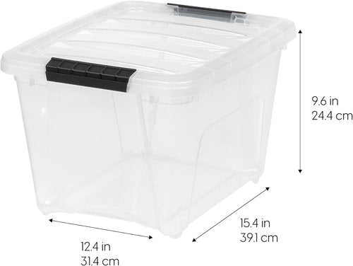 IRIS USA 19 QT Plastic Storage Box - BPA-Free, Durable See-Through Containers with Lids & Latches - Clear, 6 Pack