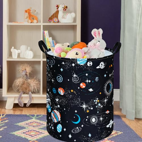 Kids Laundry Hamper and Toy Storage Basket with Handles, Cotton Fabric