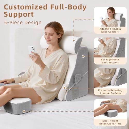 Foldable 2-in-1 Reading Pillow with Ergonomic Back Support