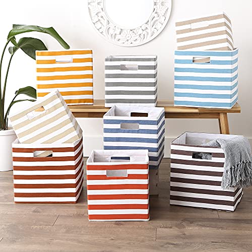 DII Polyester Cube Storage Collection Collapsible Hard Sided Bin, 13x13x13, French Blue